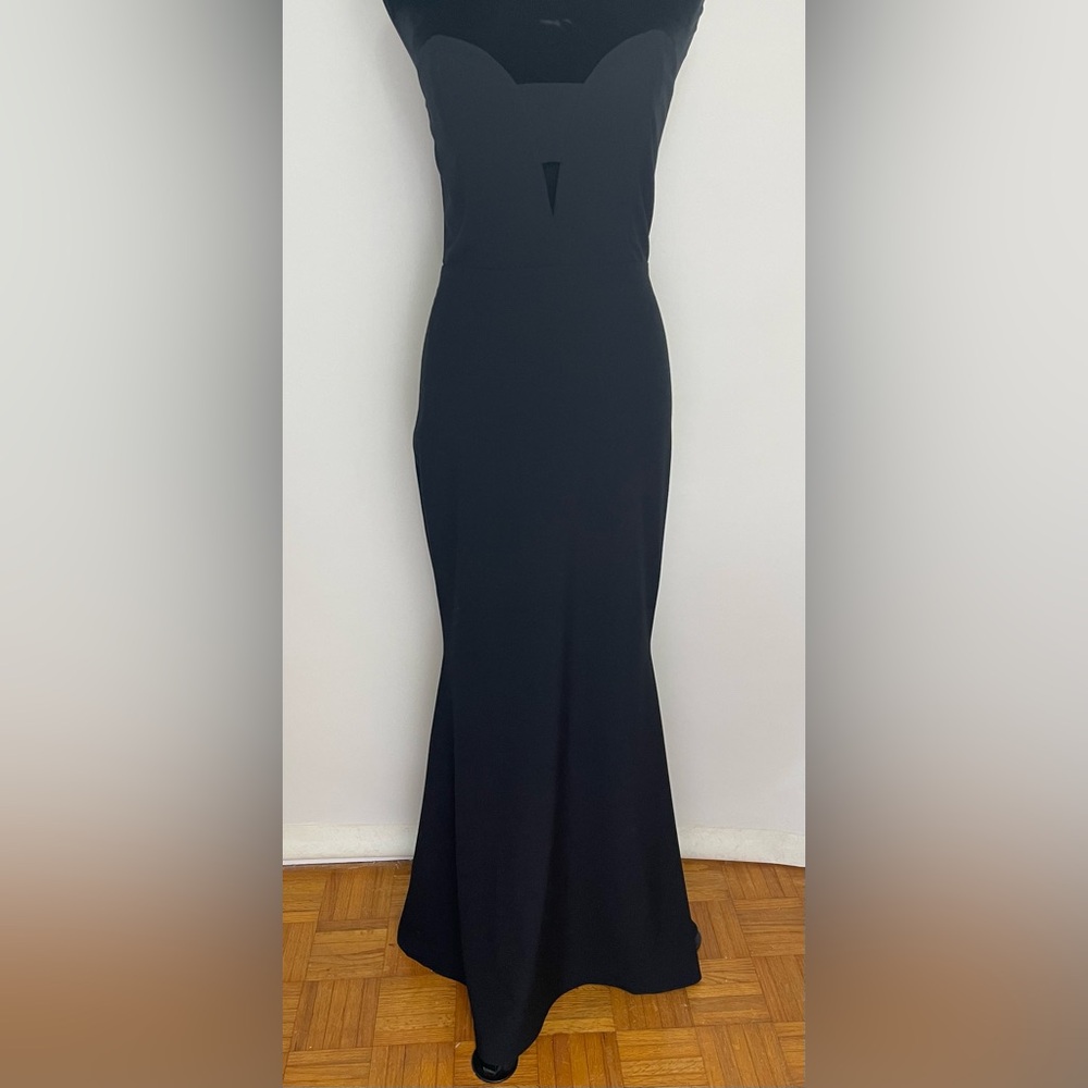 Michelle Mason Strapless Bustier Cutout Maxi Gown Black Size 4